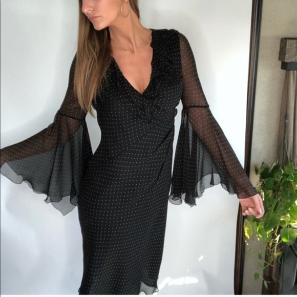 Vintage 90s Express Gothic Silk Dress Size 6 - Picture 5 of 8